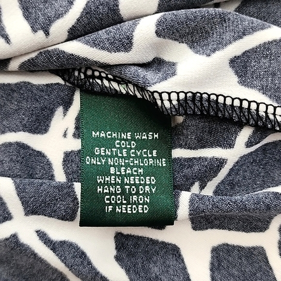 Lauren Ralph Lauren Faux Wrap Sleeveless Dress V Neckline Black White Size 8 - Picture 8 of 12